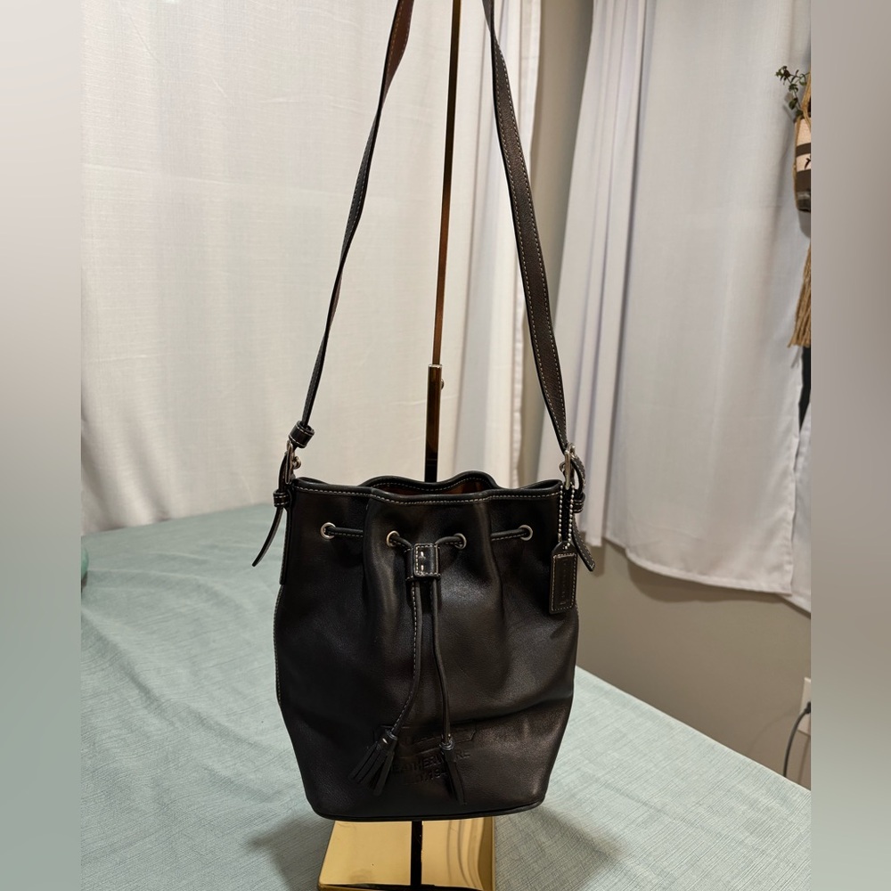 Coach Legacy Black Leather Drawstring Shoulder Bag Vintage Small - Picture 2 of 16